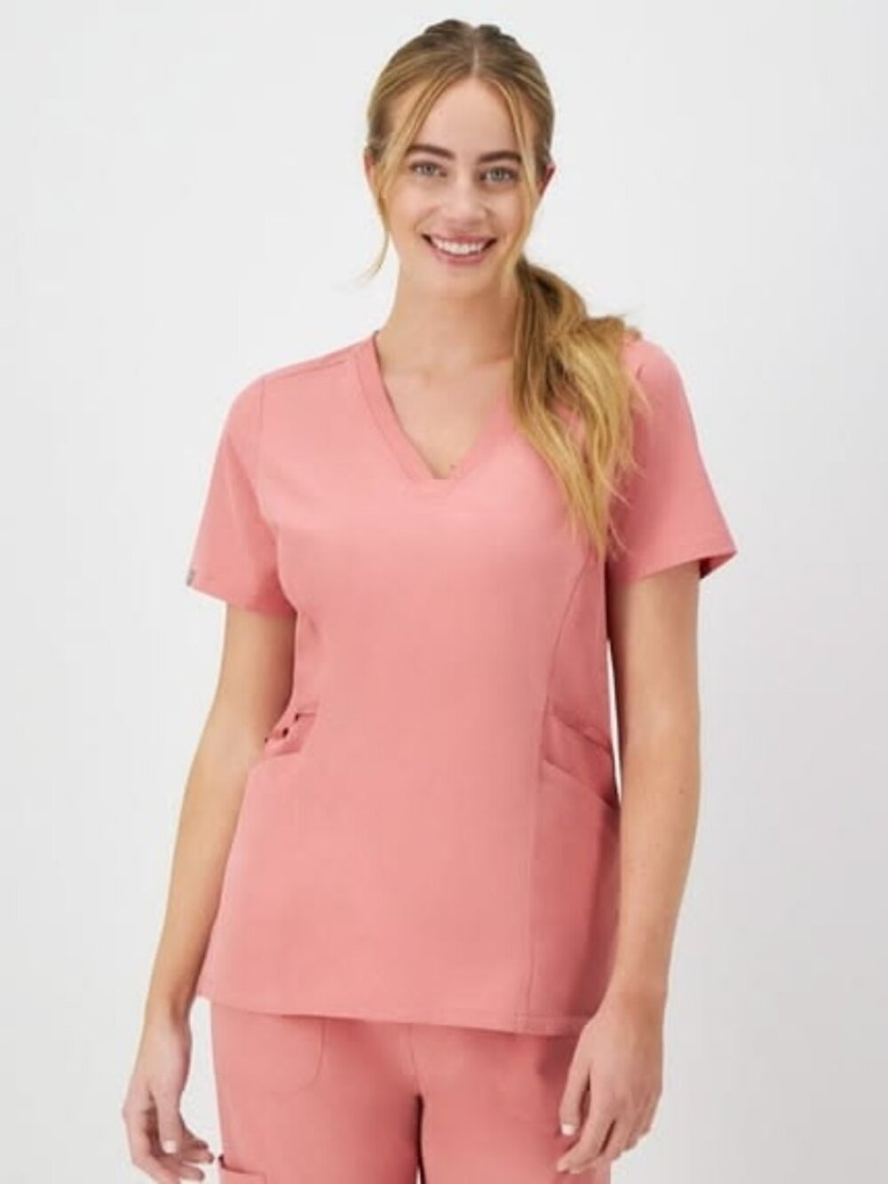 NWT Hanes Women's Scrubs V-Neck Scrub Top, Comfort Fit, Short Sleeve